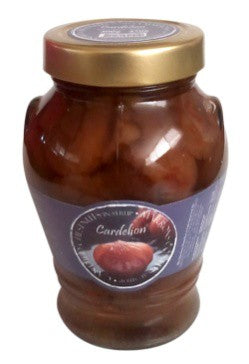 Jarred candied chestnuts in syrup