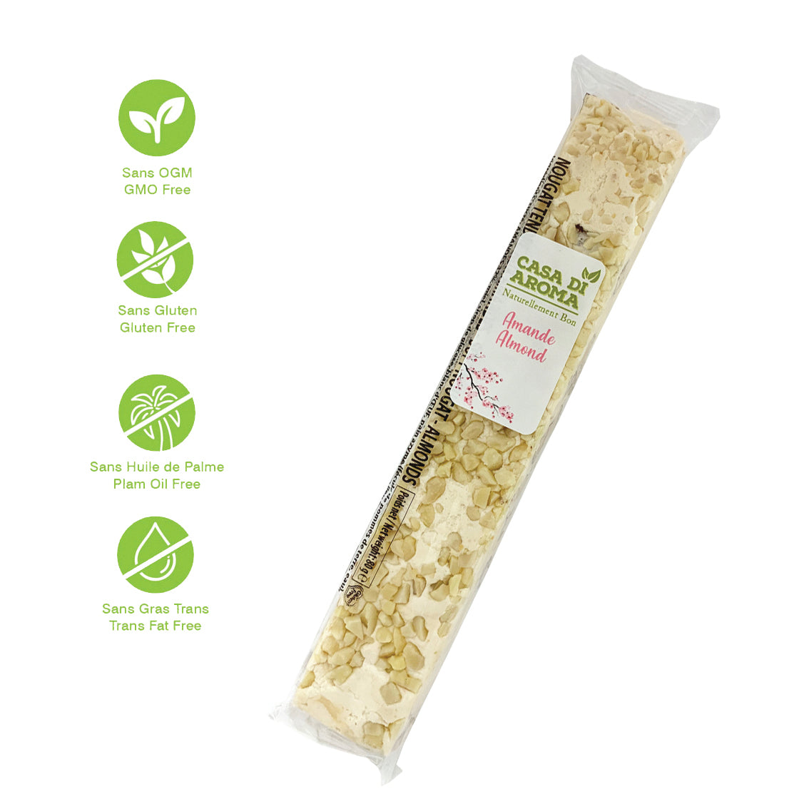 Amandes, Nougat tendre au Miel 80g