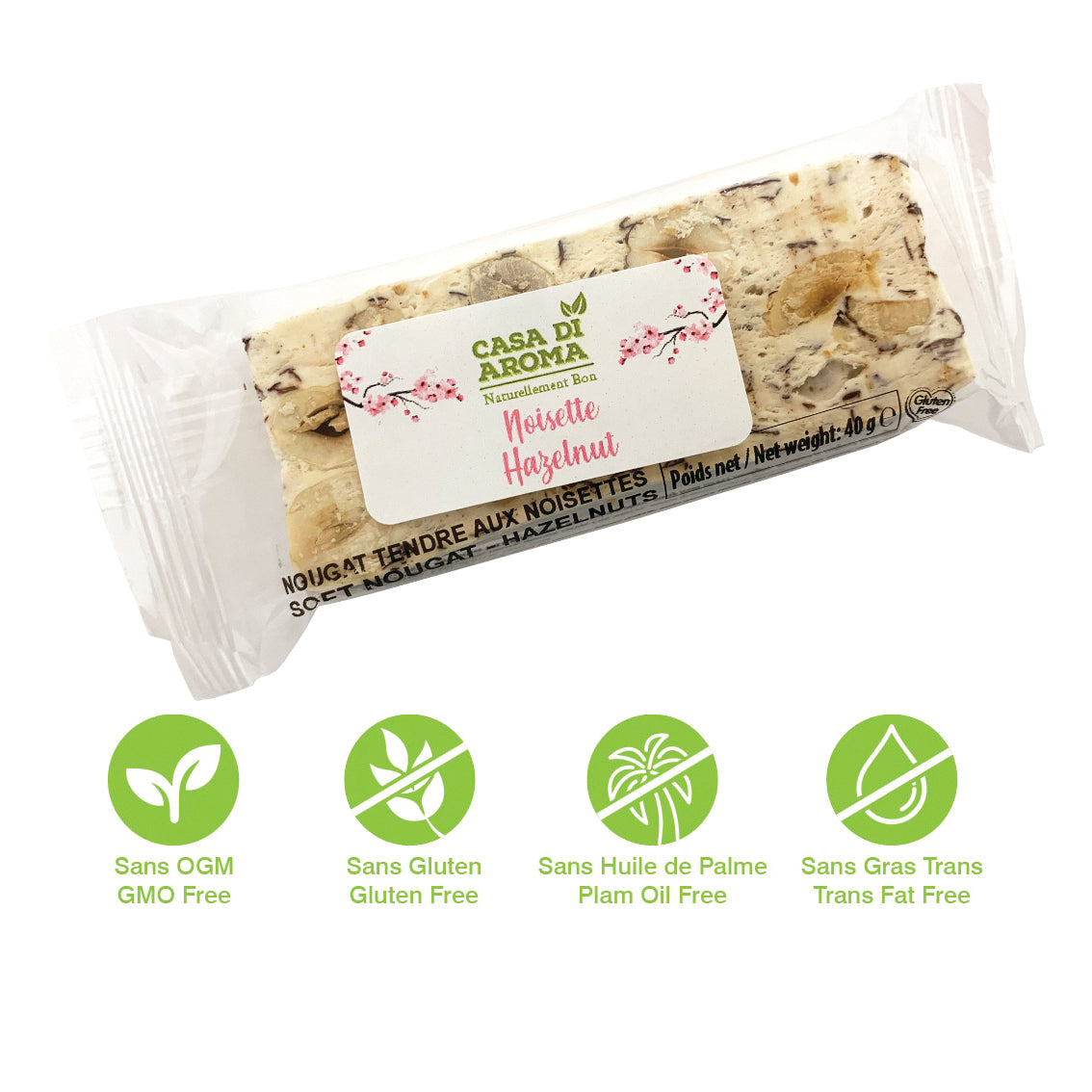 Hazelnuts, Soft Nougat Bar with Honey 40g