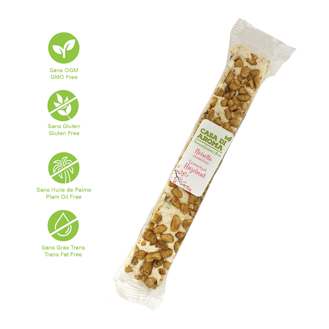 Caramelized Hazelnuts, Soft nougat with Honey 80g