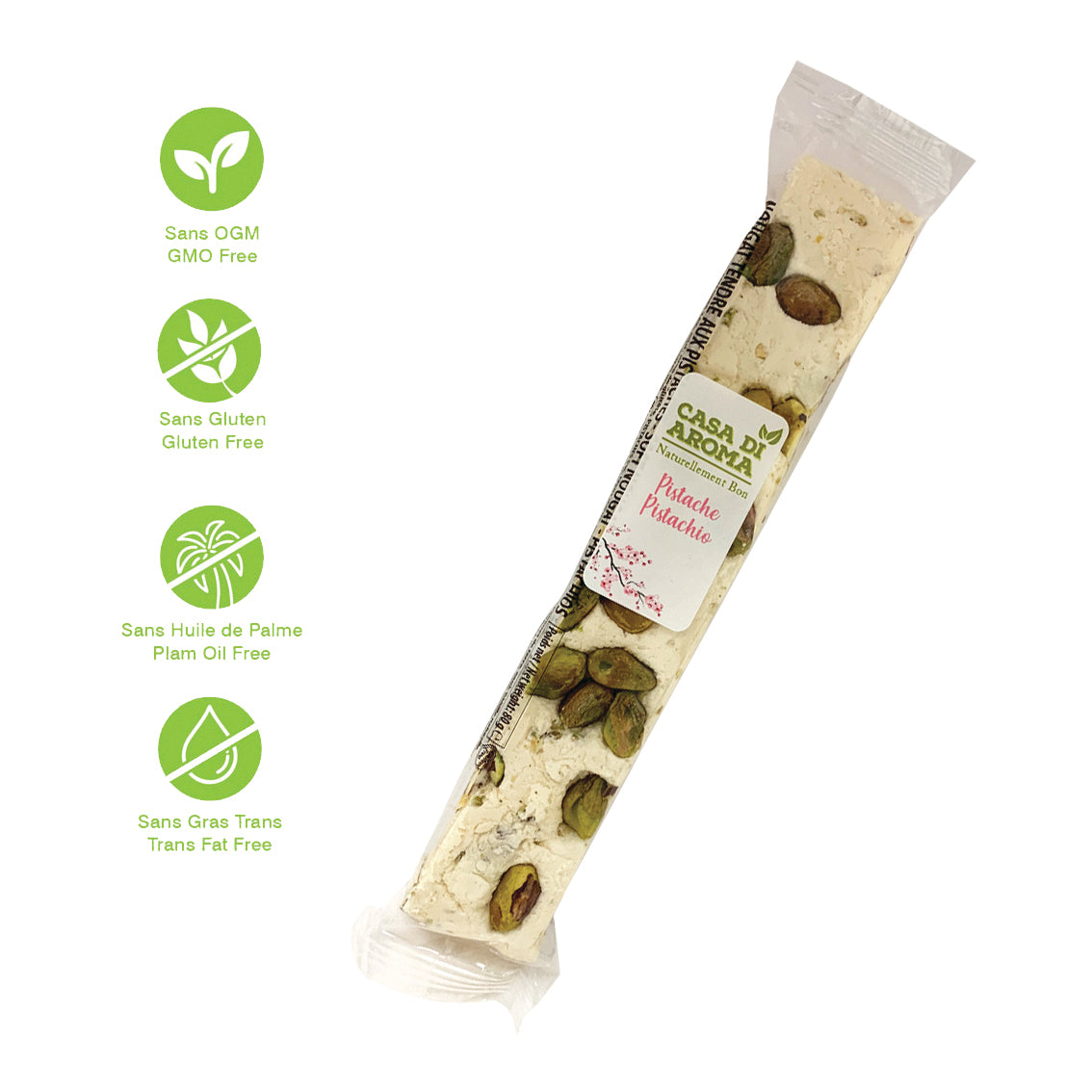 Pistachio, Soft Nougat with Honey 80g