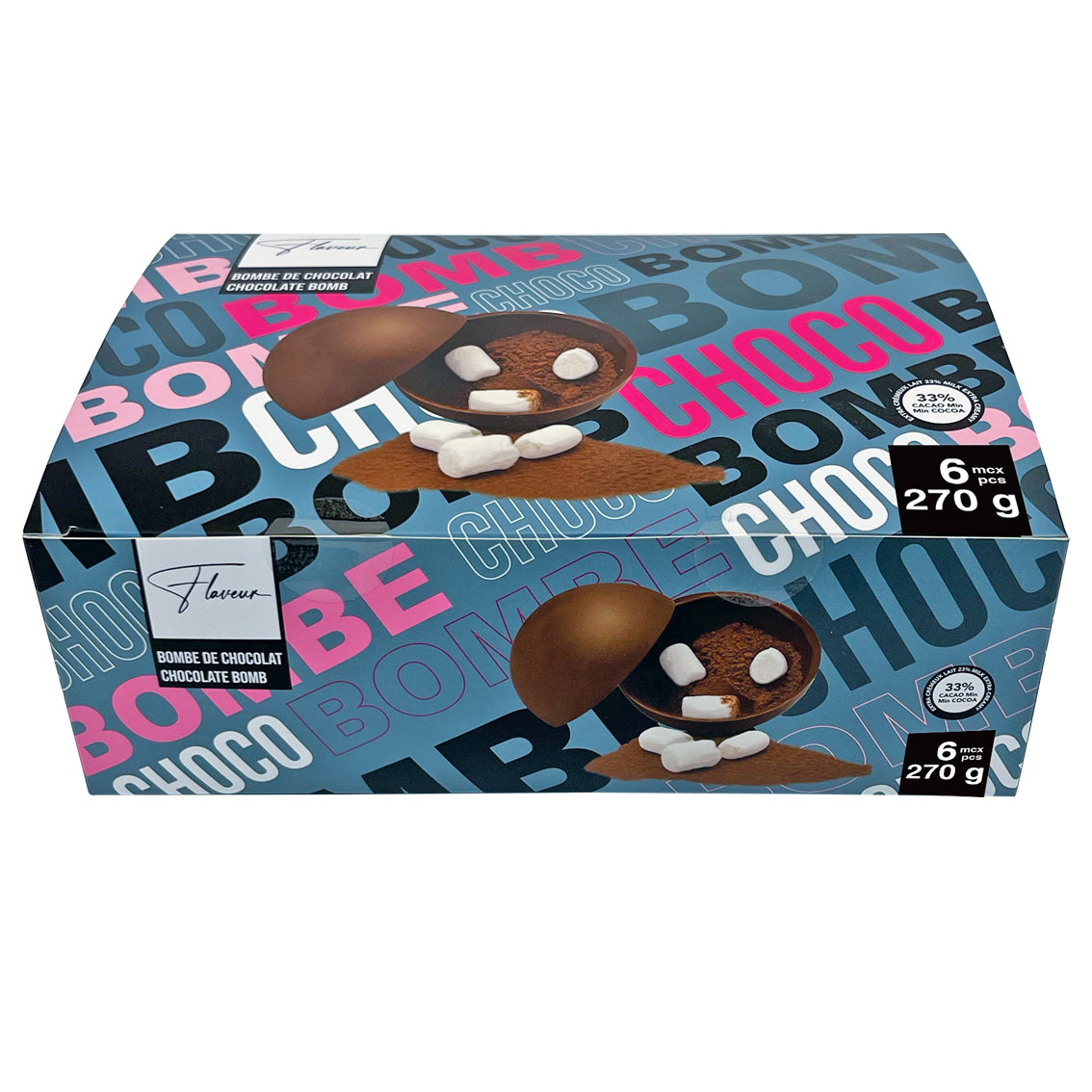 Bombe au Chocolat au Lait avec Guimauve et Poudre de Cacao