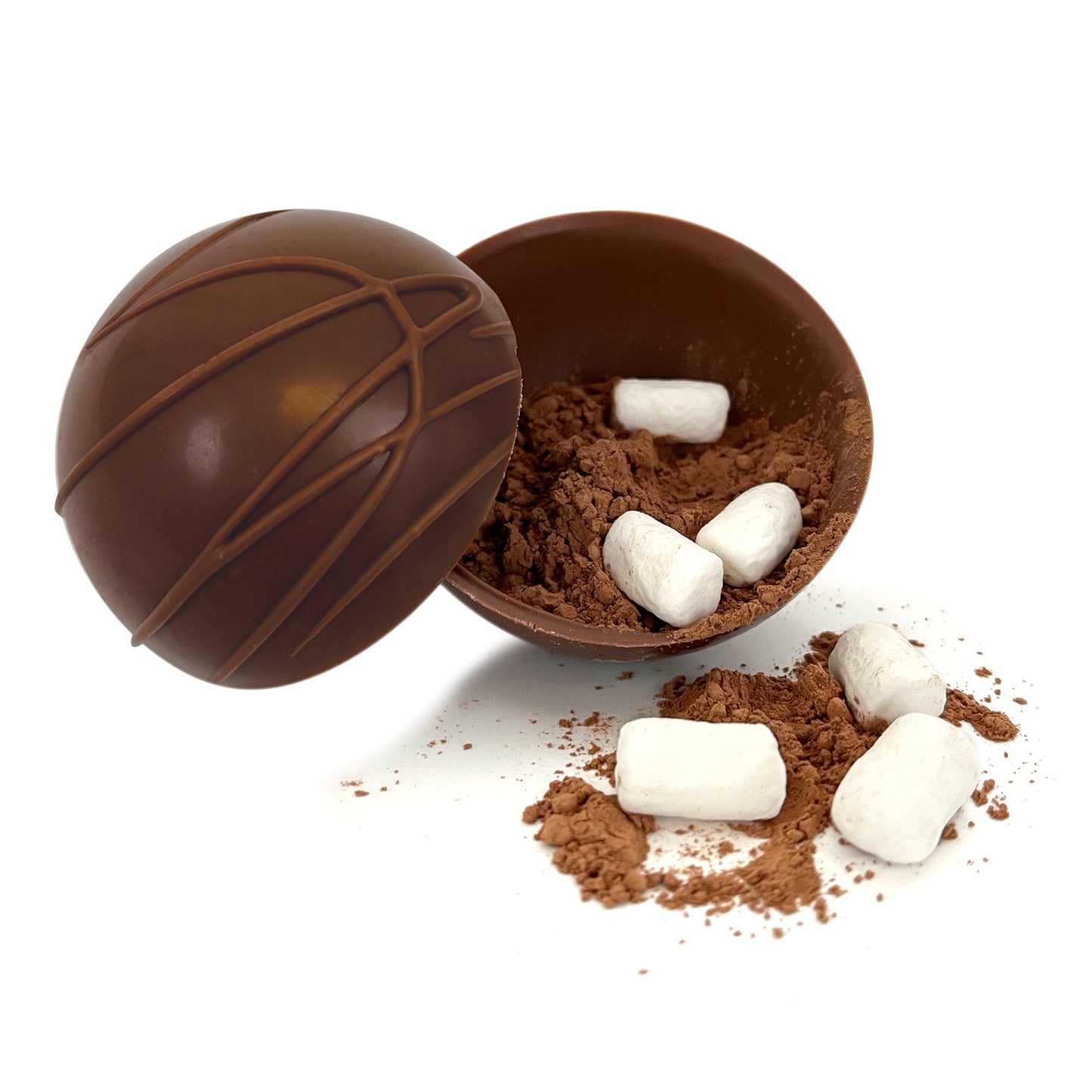 Bombe au Chocolat au Lait avec Guimauve et Poudre de Cacao