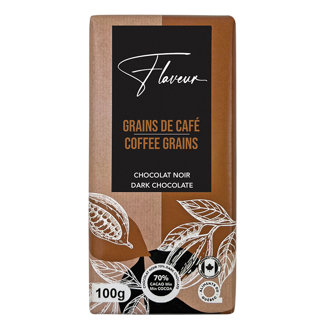 Tablette de Chocolat Noir 70% aux Grains de Café - FLN0011