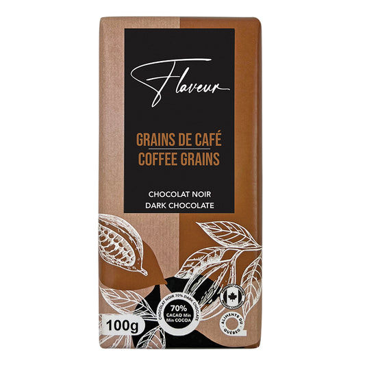 Tablette de Chocolat Noir 70% aux Grains de Café - FLN0011
