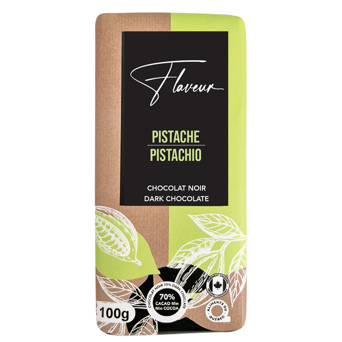 Tablette de Chocolat Noir 70% Pistache - FLN0016