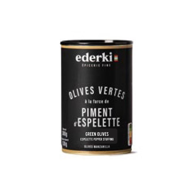 Olives vertes farcies au piment d'Espelette