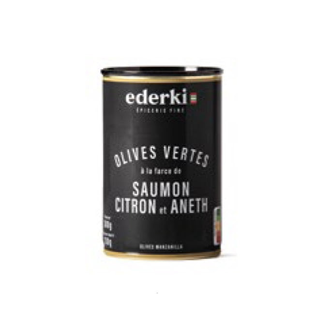 Olives vertes farcies au saumon, au citron et à l'aneth