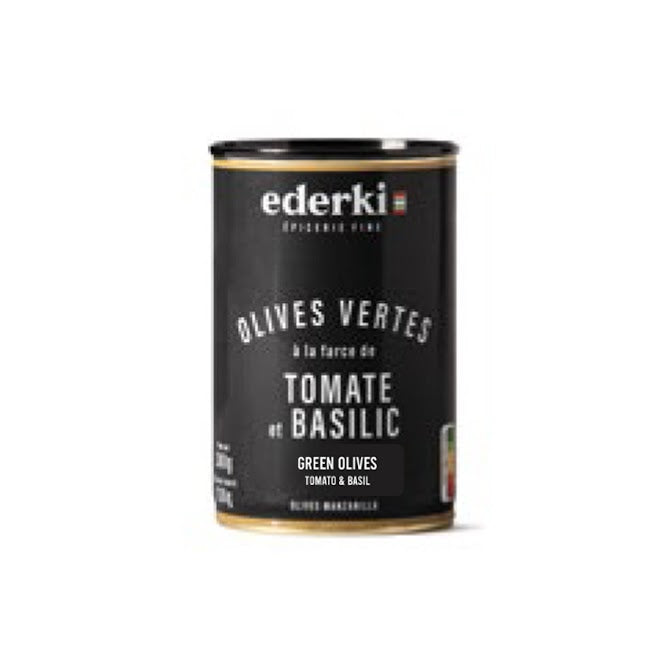 Olives vertes farcies aux tomates et au basilic