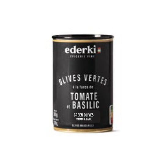 Olives vertes farcies aux tomates et au basilic