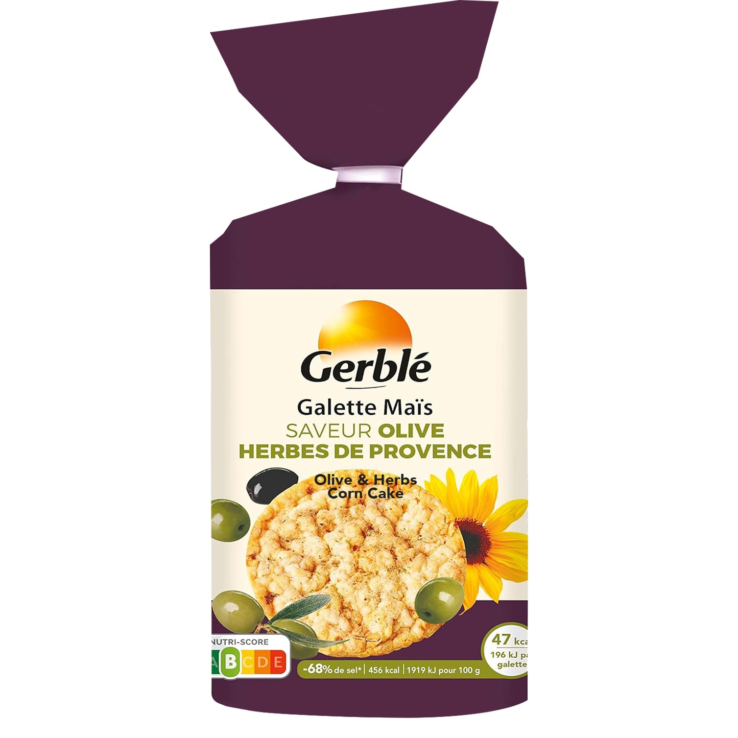 Gerblé Corn Cracker Olive and « Provence » Herb Flavouring