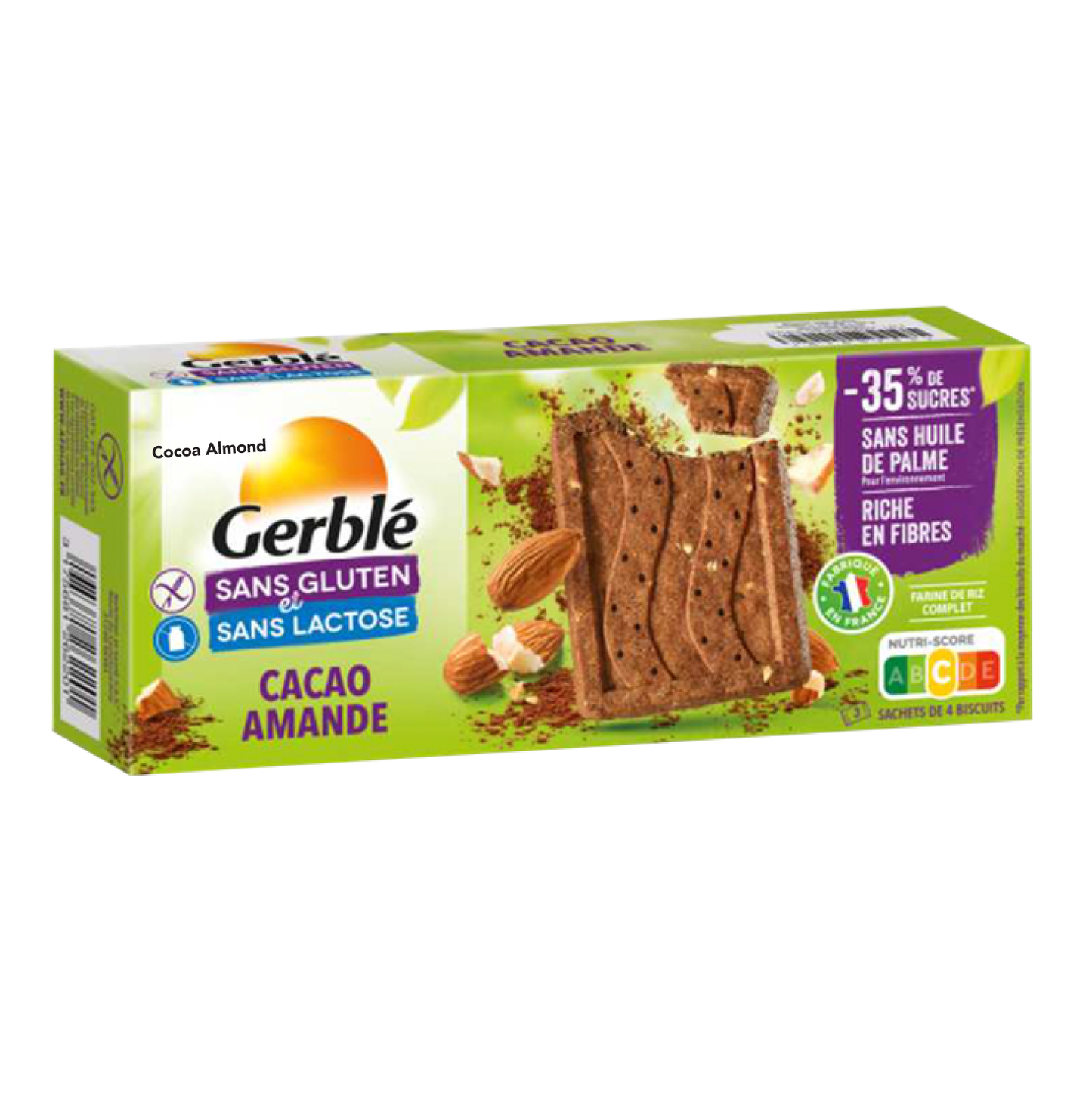 Biscuits Gerblé Cacao Amande, Sans Gluten, Sans Lactose