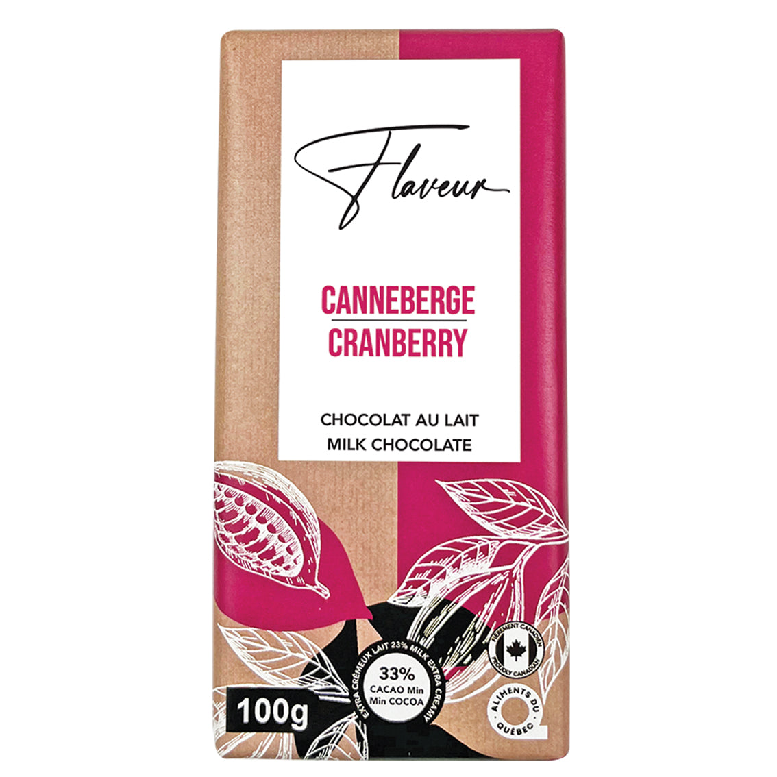 Tablette de Chocolat au Lait aux Canneberges - FLL0034