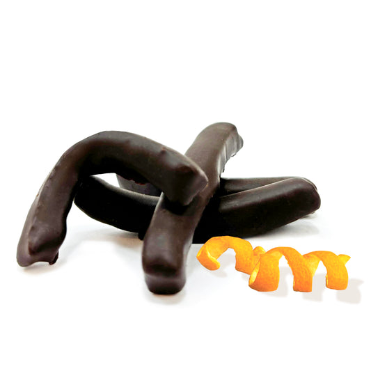 Écorces d'orange confites trempées dans du chocolat noir 70% - 100g
