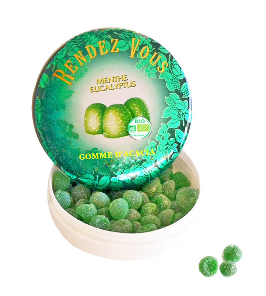 Gomme d'acacia à la menthe et à l'eucalyptus biologique