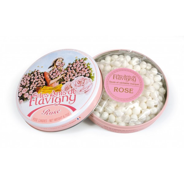 Boîte ronde de 190g d'Anis de Flavigny à la rose