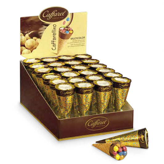 Caffarellino milk cornet multicolour with chocolate dragee