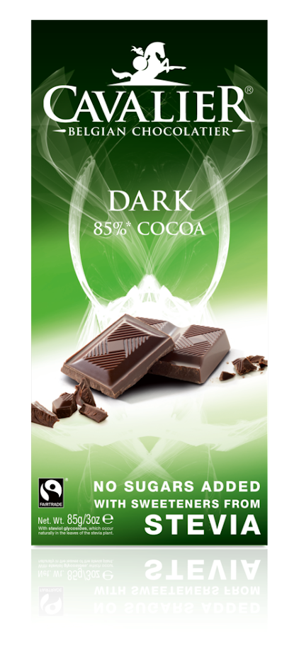 Cavalier STEVIA Dark chocolate bar 85%