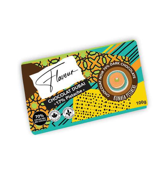 Barre de Chocolat au Lait remplie de Kunafa aux Pistaches - 100g