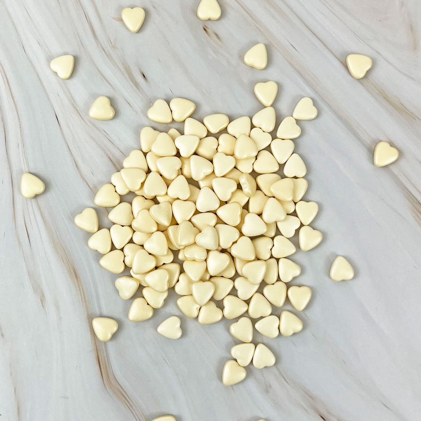 Ivory Pearlescent Sugar Hearts - 100g