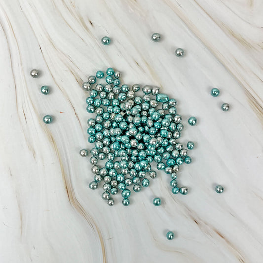 Boules croustillantes mini bleu métallique - 100g