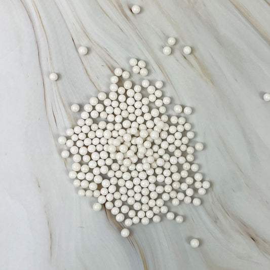 White Pearlescent Sugar Balls 5mm - 100g