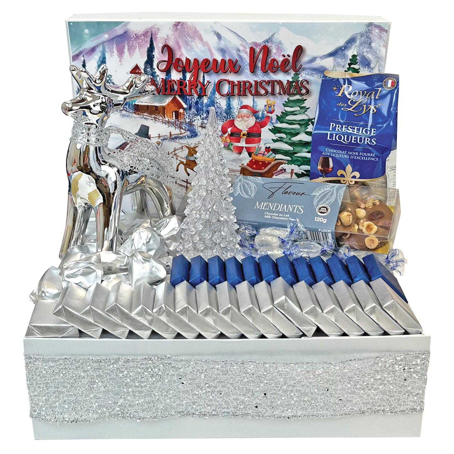 Santa's Village Silver & Blue Christmas Arrangement PBX2408